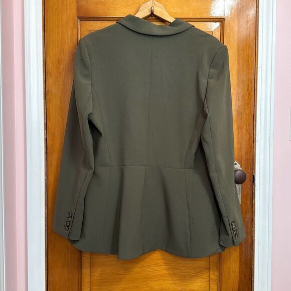 Pearl Lela Rose Olive Green Stretch Crepe Blazer Jacket Women’s 16 - Picture 5 of 6